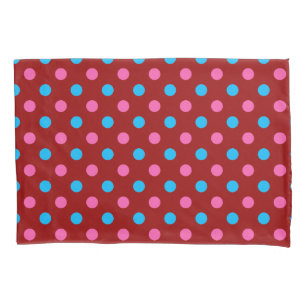 Red Pink Blue Polka Dot Pattern Pillowcase