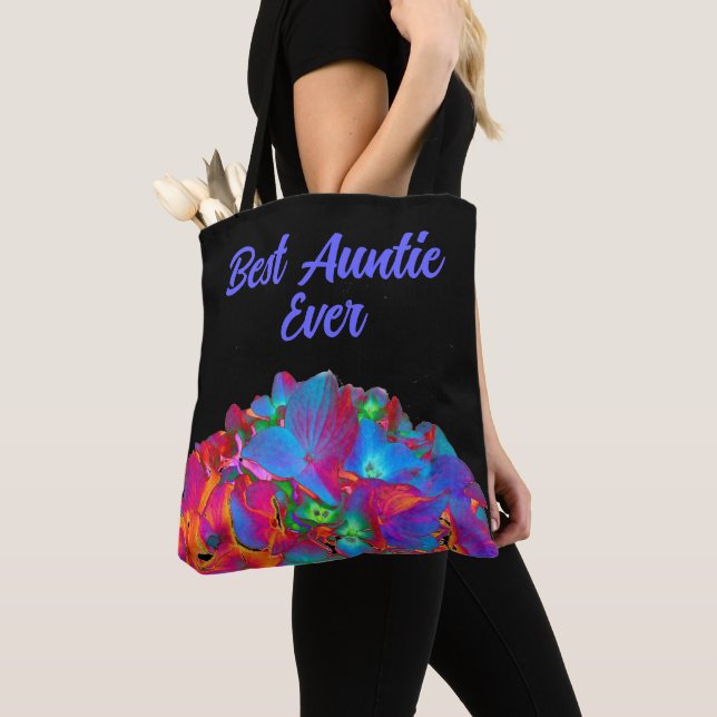 Red pink blue purple floral colour best Auntie eve Tote Bag (Close Up)