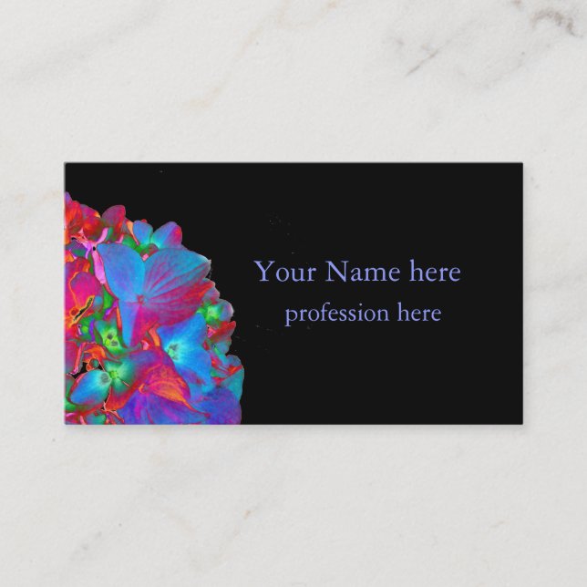 Red pink blue purple floral colourful floral business card (Front)