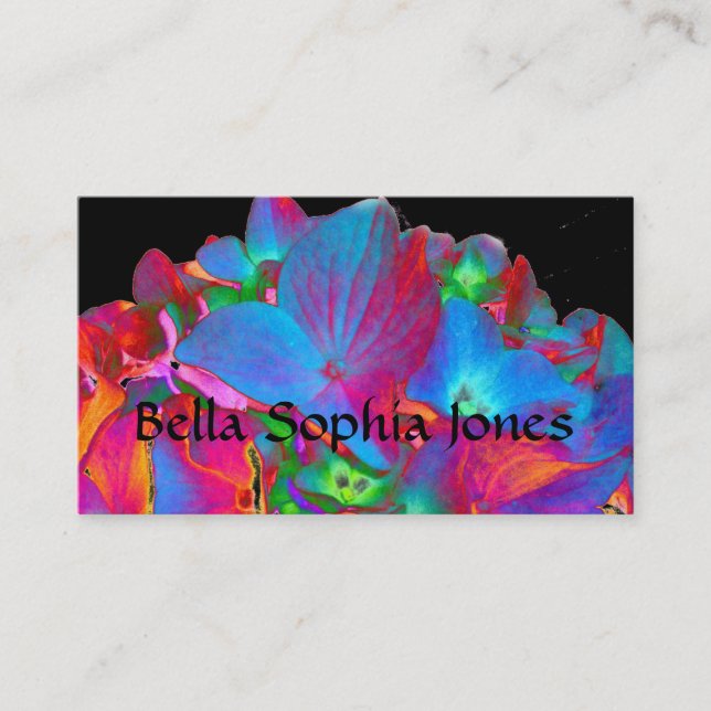 Red pink blue purple floral colourful floral business card (Front)