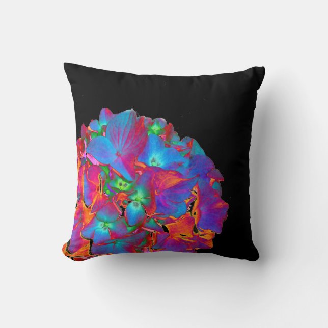 Red pink blue purple floral colourful floral cushion (Front)