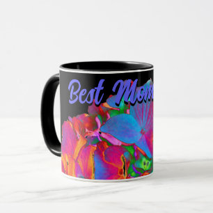 Red pink blue purple floral colourful floral mug
