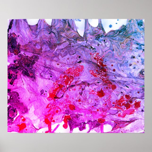 Red Pink Blue Purple Modern Abstract Art Trendy Poster (Front)