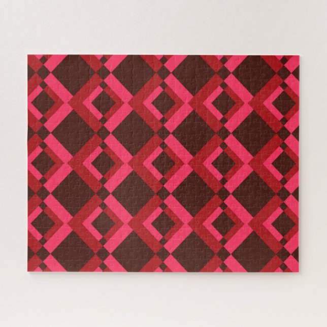 Red, pink, bold, lively, cool, trendy geometric jigsaw puzzle (Horizontal)