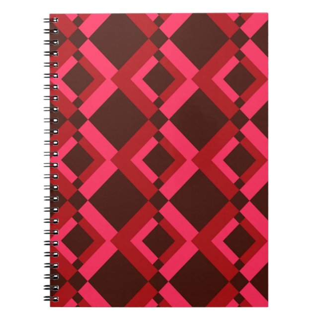 Red, pink, bold, lively, cool, trendy geometric notebook (Front)
