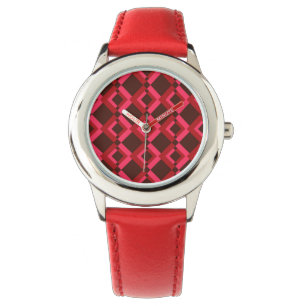 Red, pink, bold, lively, cool, trendy geometric watch