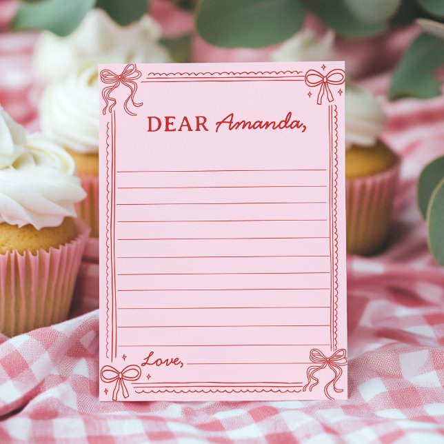 Red Pink Bow Cake Time Capsule Note Message Card (Creator Uploaded)