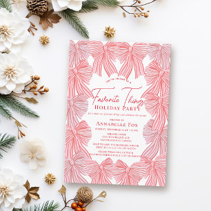 Red & Pink Bows Christmas Holiday Soirée Invitation