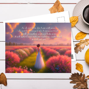 Red PInk Bushes Garden bible verse from Isaiah Postcard