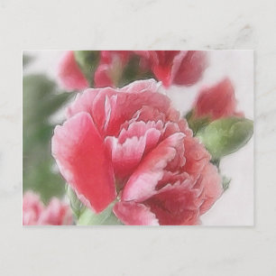 Red-Pink Carnations 1 Painterly Postcard