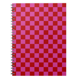 Red + Pink Check Checkered Checkerboard Pattern Notebook