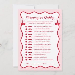 Red Pink Cherry Baby Shower Guess Mommy or Daddy Invitation