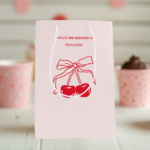 Red & Pink Cherry Birthday Party Medium Gift Bag