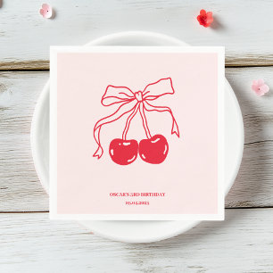 Red & Pink Cherry Birthday Party  Napkin