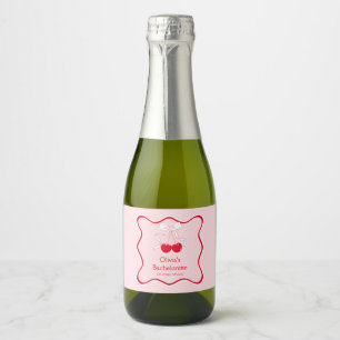 Red Pink Cherry On Top Bachelorette Mini Champagne Sparkling Wine Label