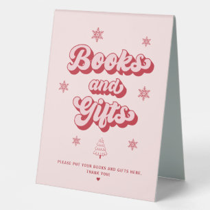 Red Pink Christmas Baby Shower Books and Gifts 