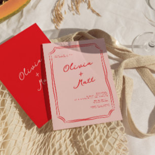 Red + Pink Colorful Wedding Invite