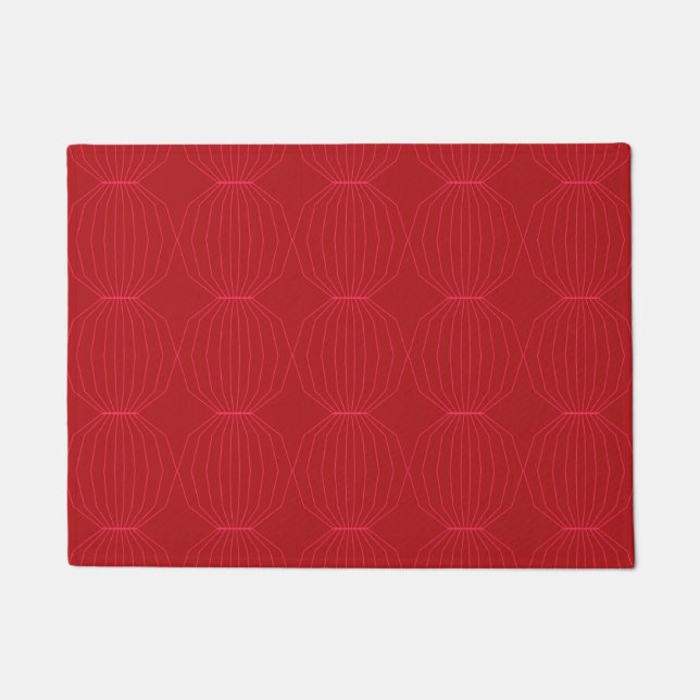 Red, pink, cool, unique, trendy, decorative art doormat (Front)
