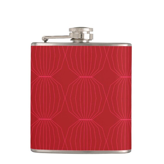 Red, pink, cool, unique, trendy, decorative art hip flask (Front)