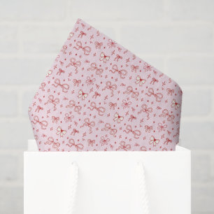 Red Pink Cute Coquette Bows Valentine’s Day Tissue Paper
