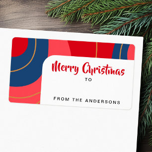 Red pink dark blue retro Christmas to from gift