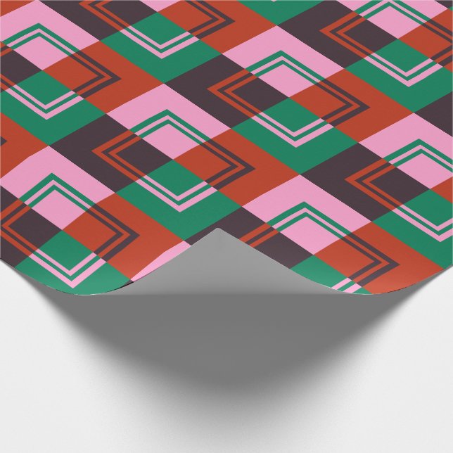 Red Pink Eggplant Green Wrapping Paper (Corner)