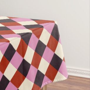 Red Pink Eggplant Ivory Retro Plaid Tablecloth