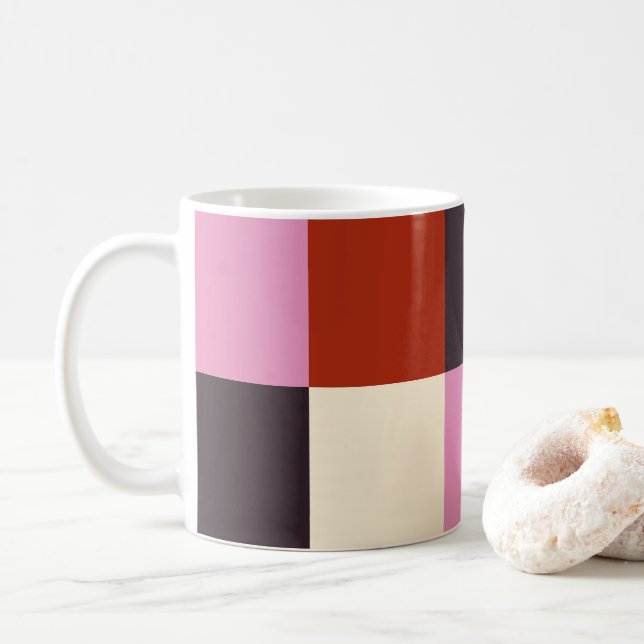 Red Pink Eggplant Ivory Stylish Coffee Mug (With Donut)