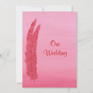 Red Pink Feathers,  Our Wedding Invitations