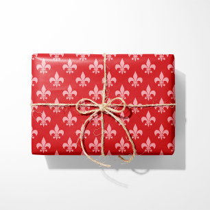 Red & Pink Fleur-de-Lis Wrapping Paper