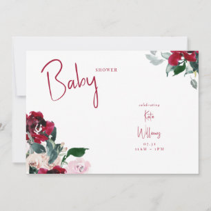 Red & Pink Floral Baby Shower Invitation