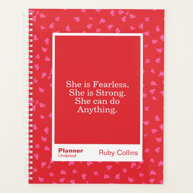 Red/Pink Floral Block Quote | Fully Customisable Planner