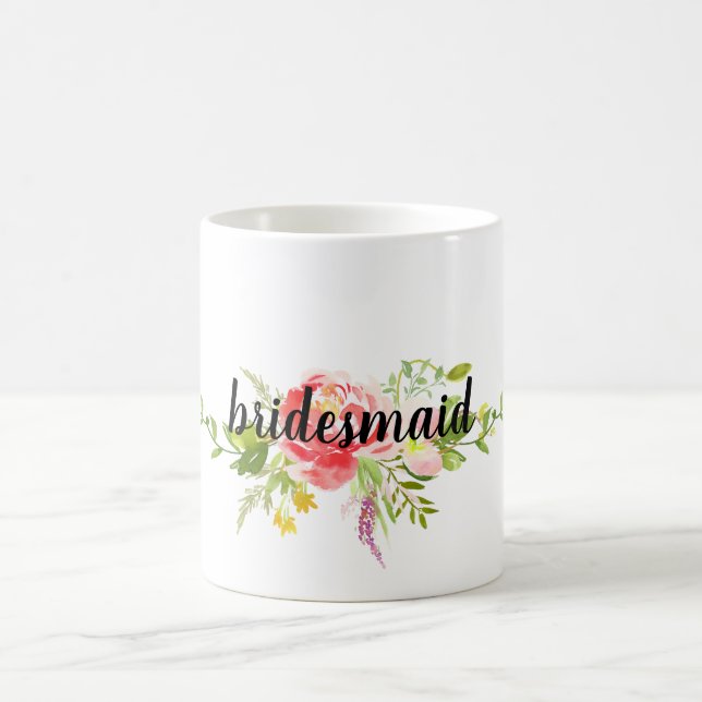 Red Pink Floral Coffee Mug (Center)