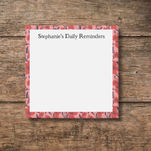 Red Pink Floral Daily Reminder Sticky Post-it Notes