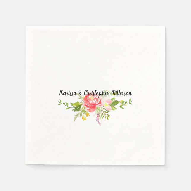 Red Pink Floral Napkin (Front)