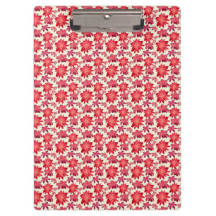 Red Pink Floral Seamless Pattern Dark Aesthetic Clipboard