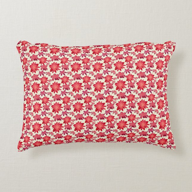 Red Pink Floral Seamless Pattern Dark Aesthetic  Decorative Cushion (Front)