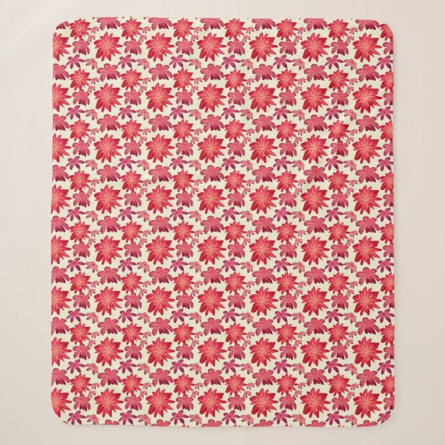 Red Pink Floral Seamless Pattern Dark Aesthetic  Sherpa Blanket (Front)
