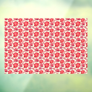 Red Pink Floral Seamless Pattern Dark Aesthetic Window Cling
