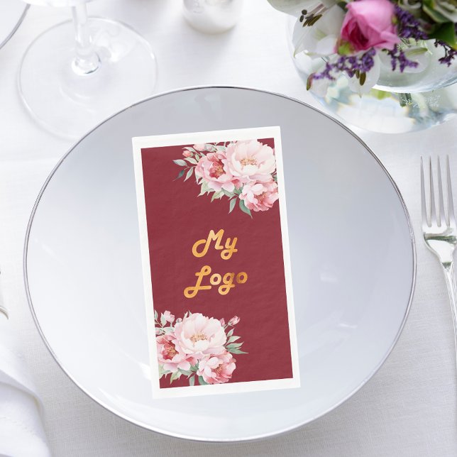 Red pink florals business logo napkin (Creator Uploaded)