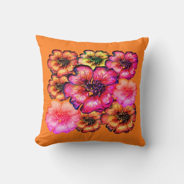 Red & Pink Flowers by Alexandra Cook Throw Pillow (Front)