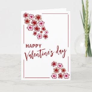 Red Pink Flowers Valentine`s Day Couple Holiday Card