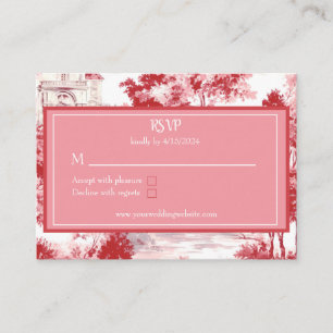 Red Pink French Toile RSVP Enclosure Card