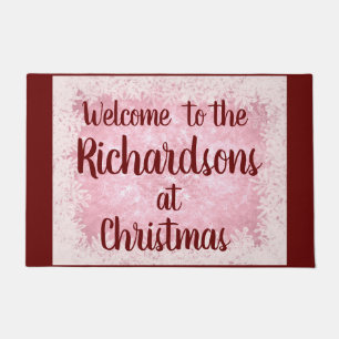 Red / Pink frost personalised Family Welcome Doormat