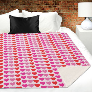Red pink Fuchsia Heart Sherpa Blanket