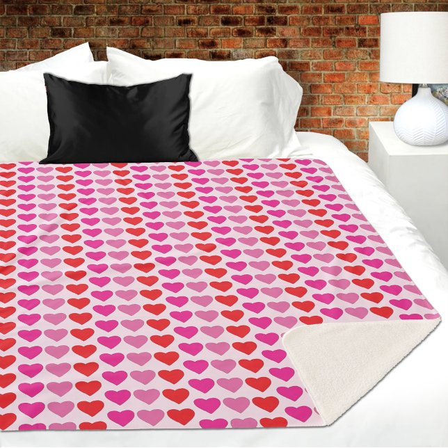 Red pink Fuchsia Heart Sherpa Blanket (Creator Uploaded)
