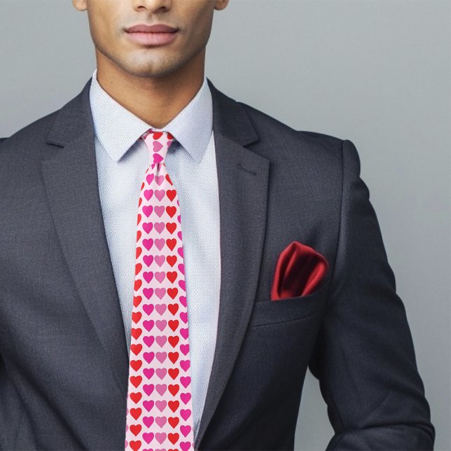 Red Pink Fuchsia Hearts Tie (Creator Uploaded)