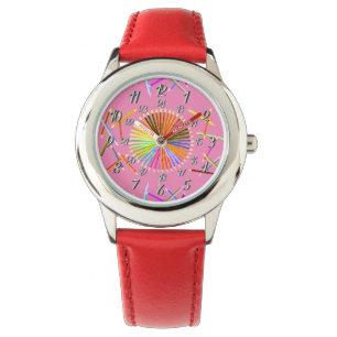 Red Pink Fun Heart Colour Wheel Watch
