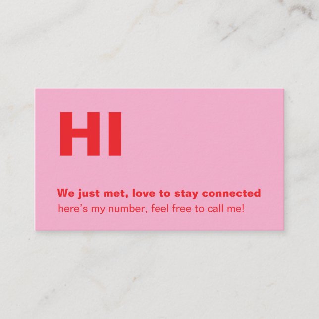 Red Pink Funny Dating Call Me Card Style (Front)