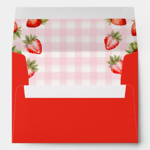 Red Pink Gingham Strawberry Envelope